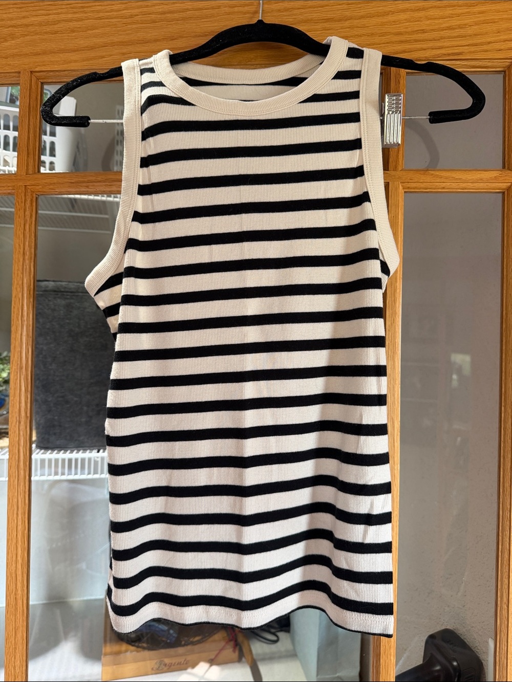 A NEW DAY Women's Black & White Striped Tank Top